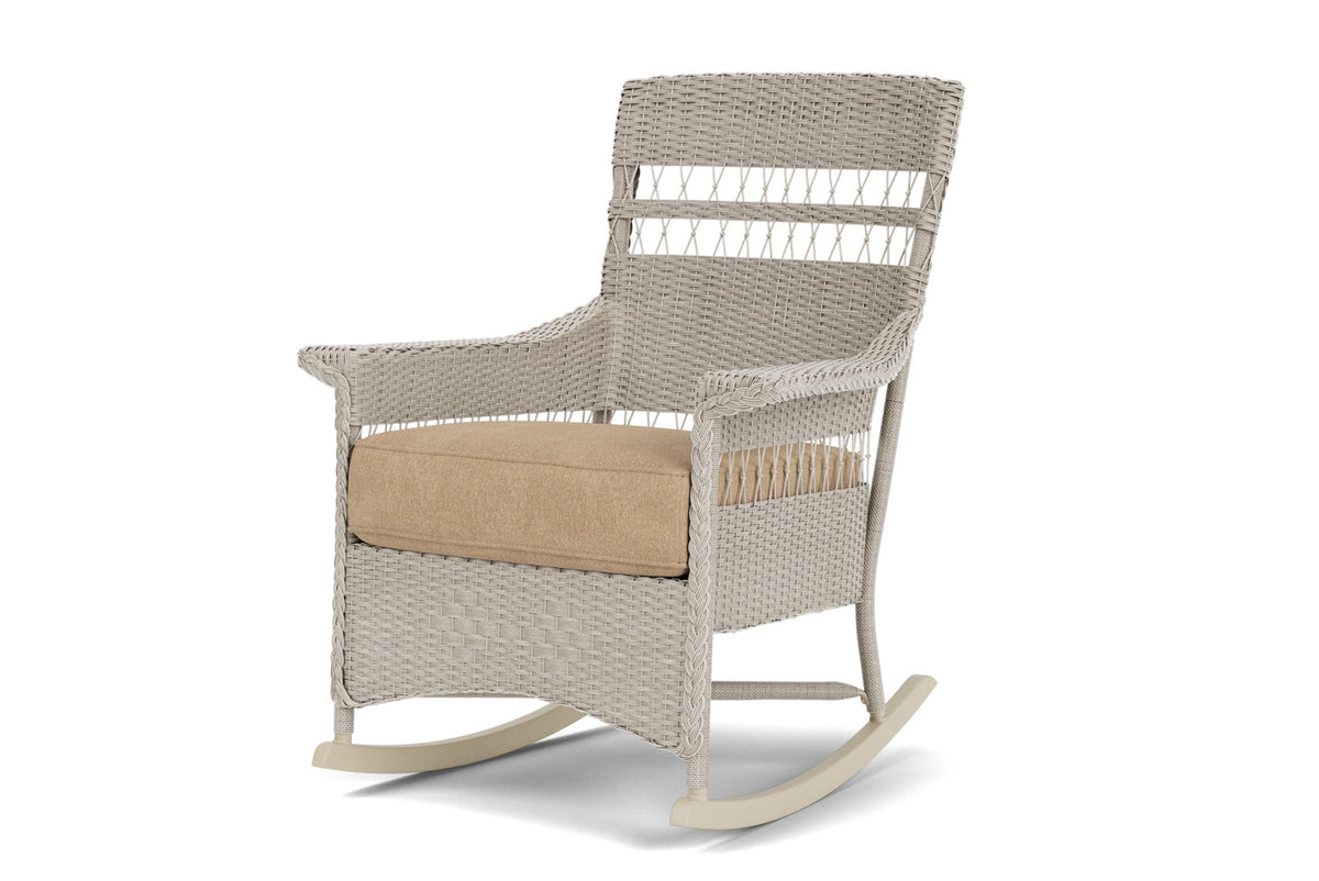 Lloyd Flanders Nantucket Porch Rocker in Linen with Hayden Sand fabric, view 10