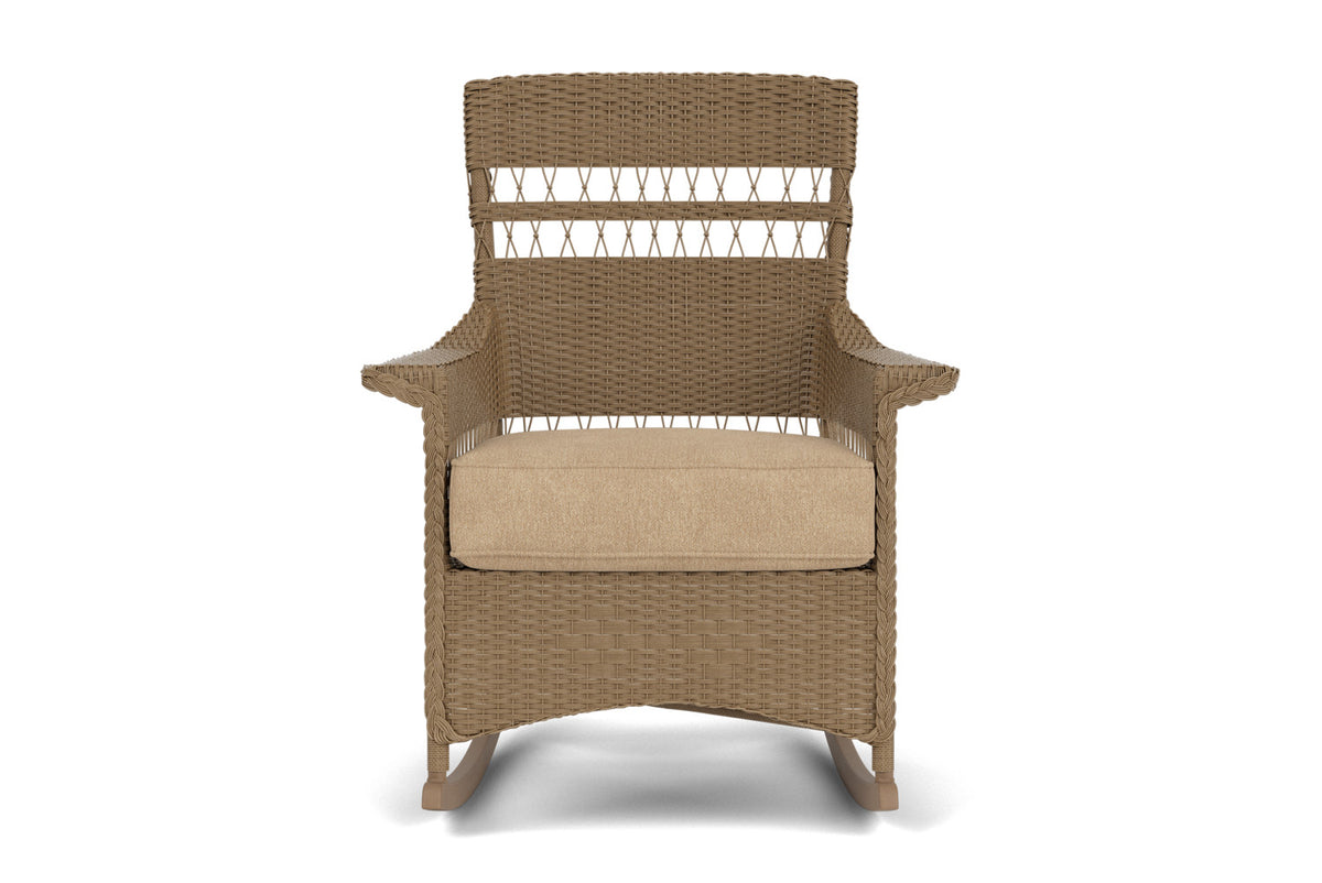 Lloyd Flanders Nantucket Porch Rocker in Fawn with Hayden Sand fabric