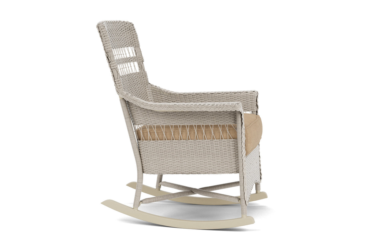 Lloyd Flanders Nantucket Porch Rocker in Linen with Hayden Sand fabric, view 4
