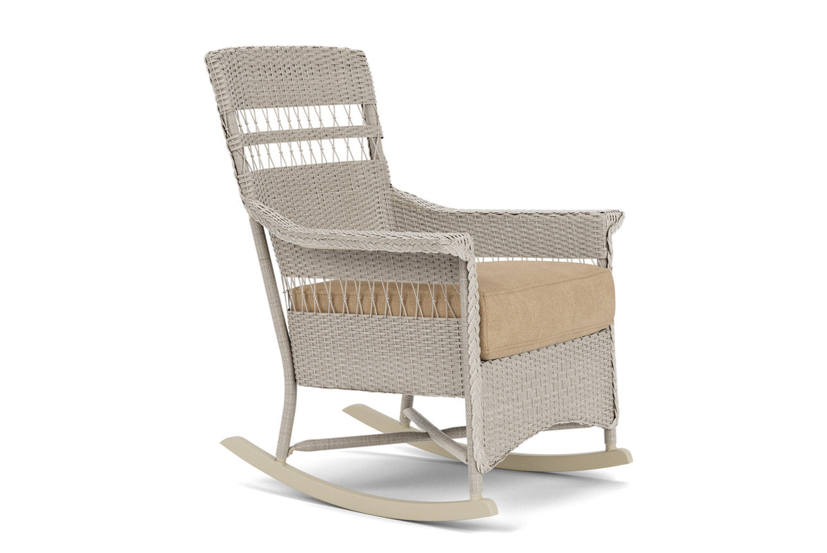 Lloyd Flanders Nantucket Porch Rocker in Linen with Hayden Sand fabric, view 3