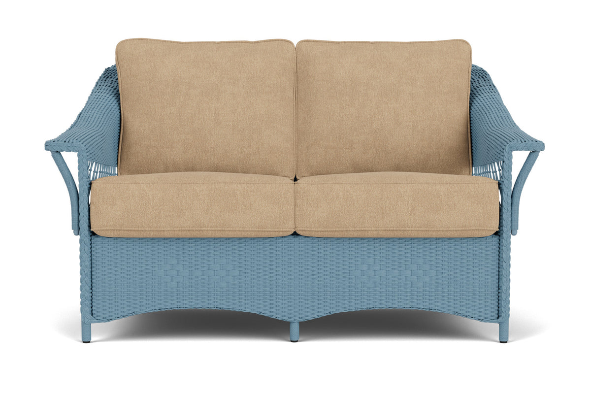 Lloyd Flanders Nantucket Loveseat in Stillwater with Hayden Sand fabric