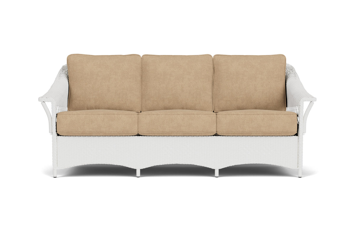 Lloyd Flanders Nantucket Sofa in Matte White with Hayden Sand fabric