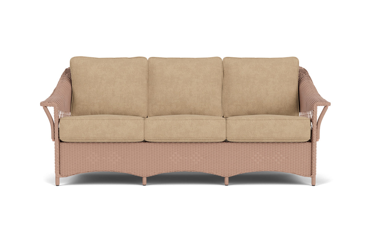 Lloyd Flanders Nantucket Sofa in Rosewood with Hayden Sand fabric