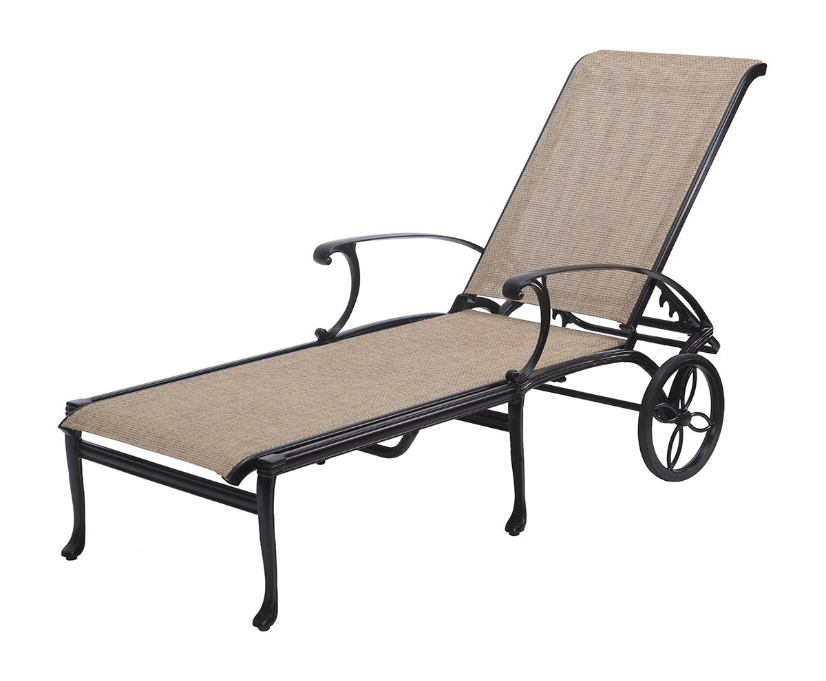 Gensun Michigan Sling Chaise Lounge in Black
