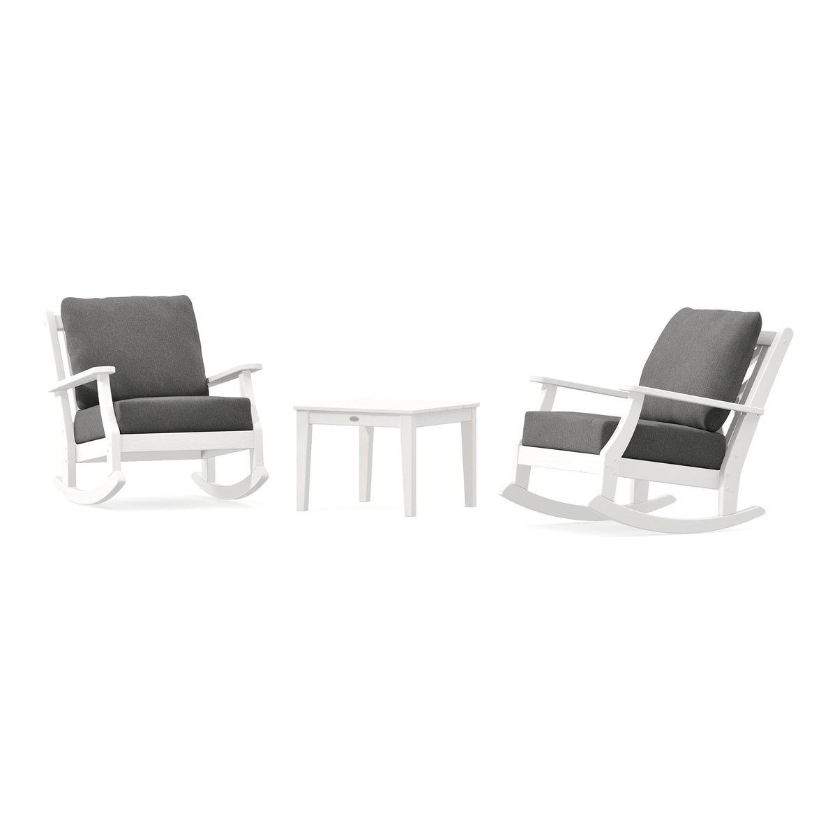 POLYWOOD Country Living Wovendale 3-Piece Deep Seating Rocker Set in Vintage White