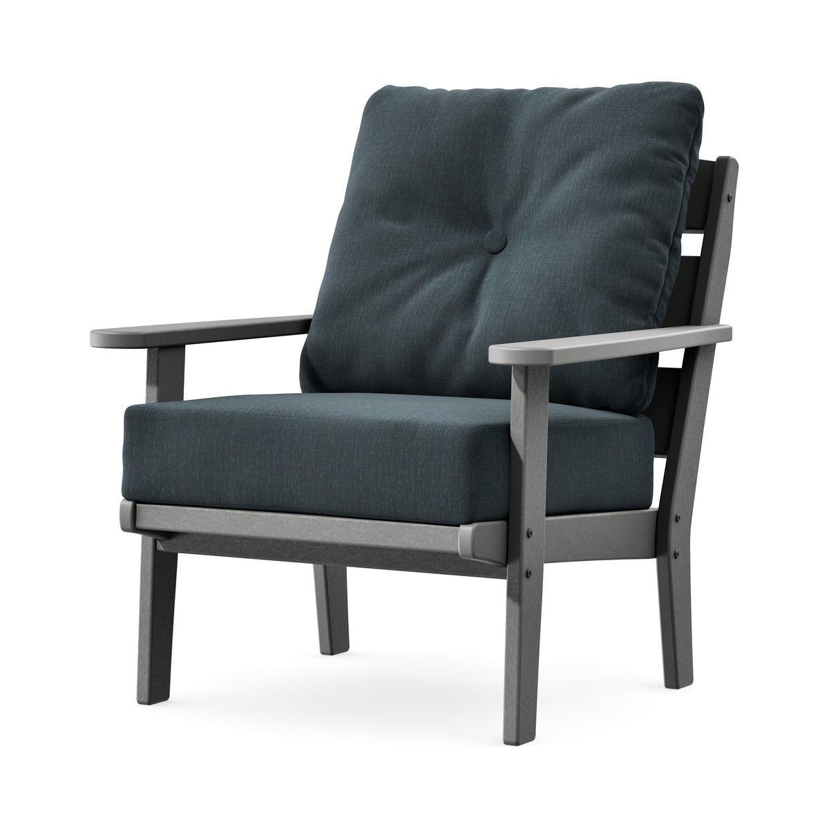 POLYWOOD Lakeside Deep Seating Chair in Slate Grey / Platform Indigo