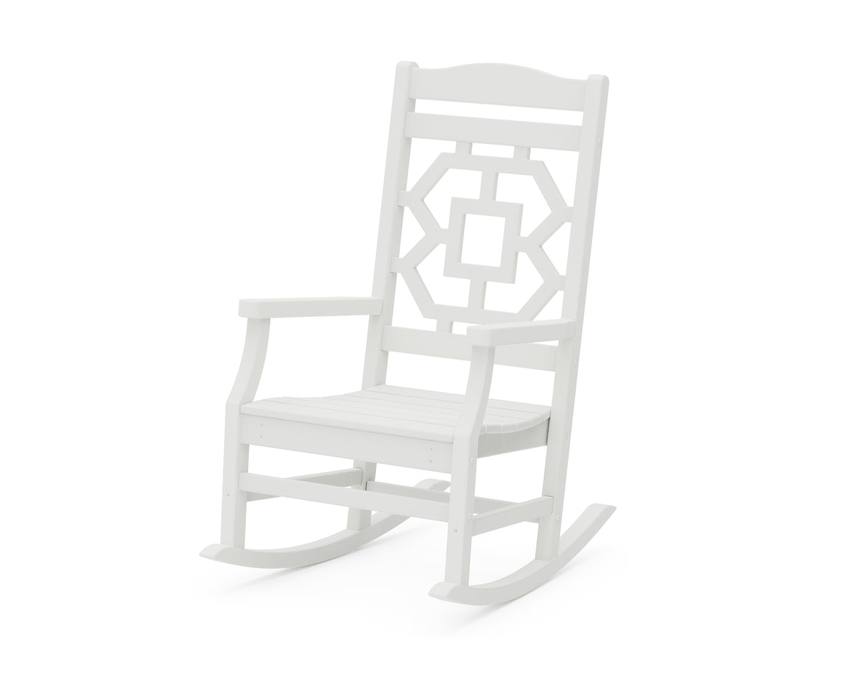 POLYWOOD Chinoiserie Rocking Chair in Vintage White