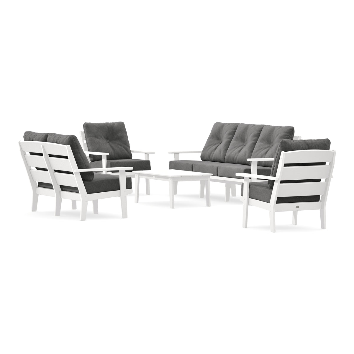 POLYWOOD Lakeside 5-Piece Lounge Sofa Set in White