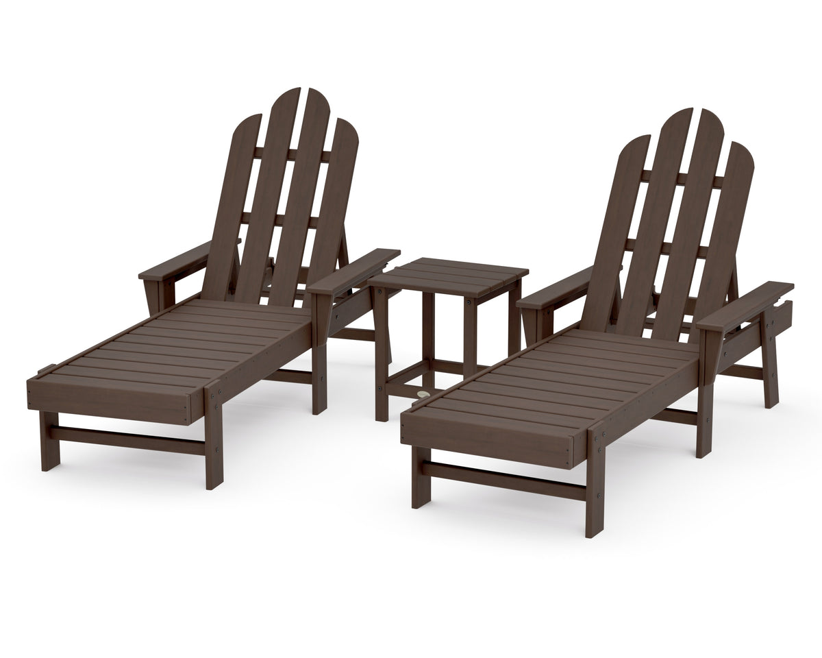 POLYWOOD Long Island Chaise 3-Piece Set in Kona