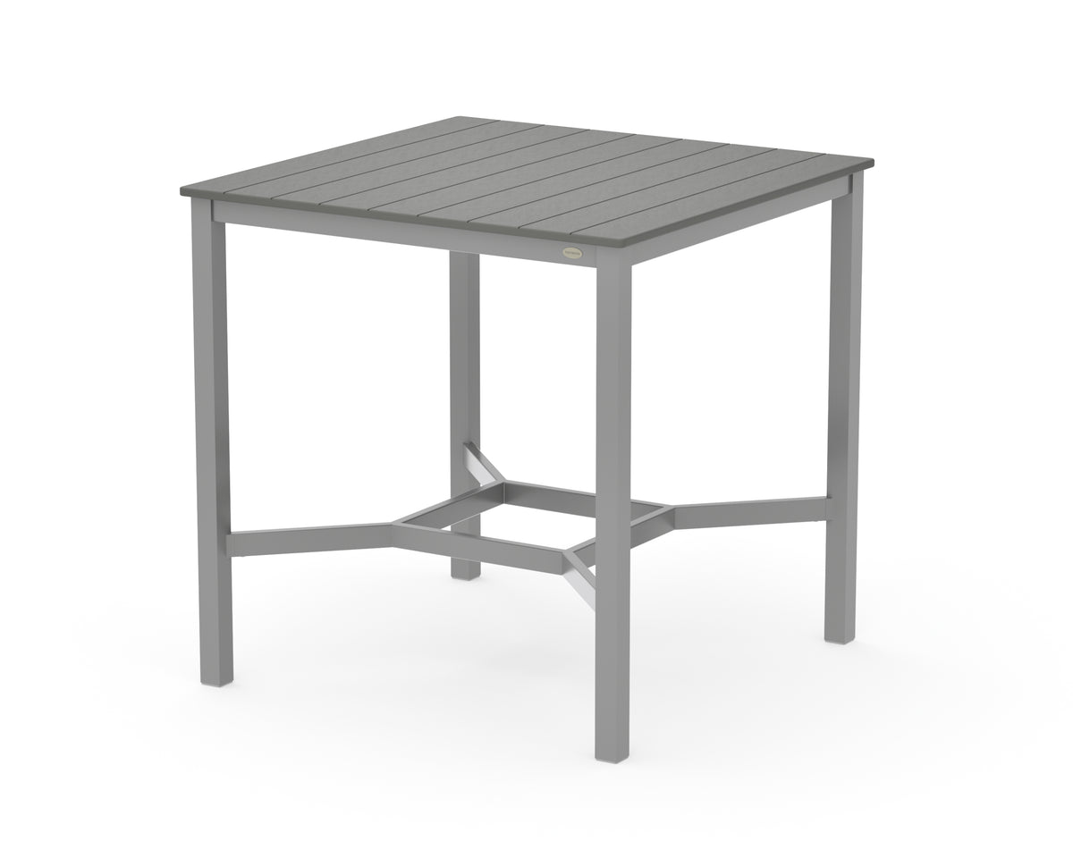 POLYWOOD Main Street 42 x 42 Bar Table in Silver / Slate Grey