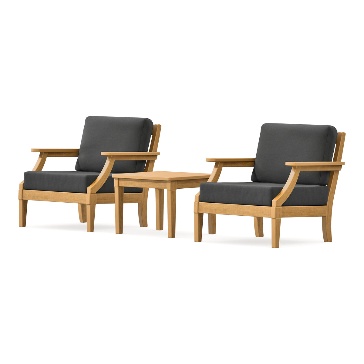 POLYWOOD PW Designer Series Estate 3-Piece Lounge Chair Set in Natural / Spectrum Carbon