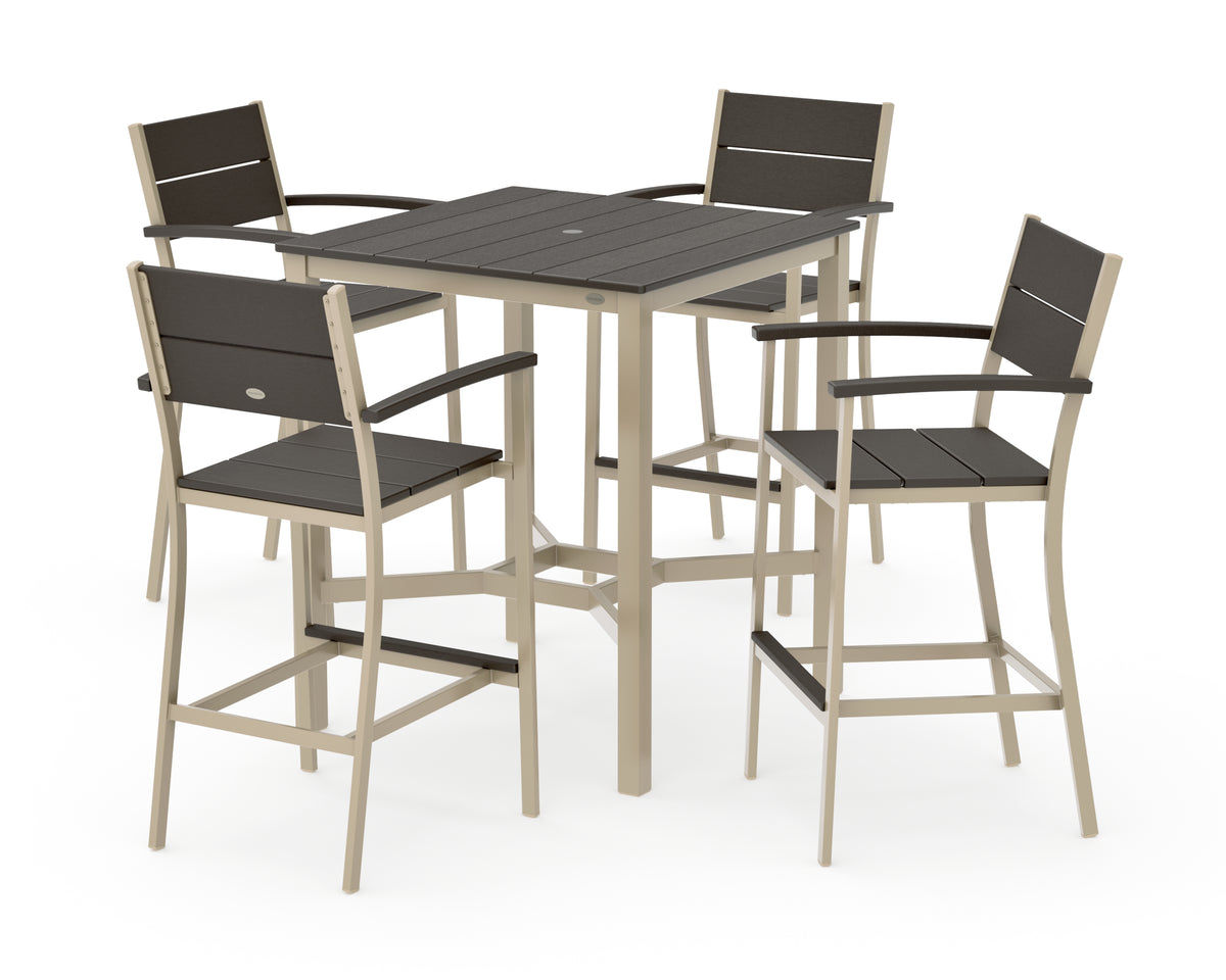 POLYWOOD Main Street 5-Piece Bar Set in Sand / Vintage Coffee