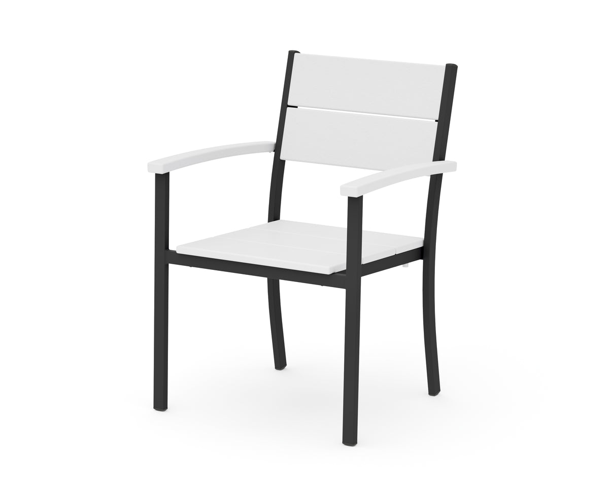 POLYWOOD Main Street Stacking Dining Arm Chair in Black / White