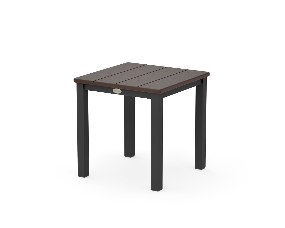 POLYWOOD Main Street 18" Side Table in Black / Mahogany