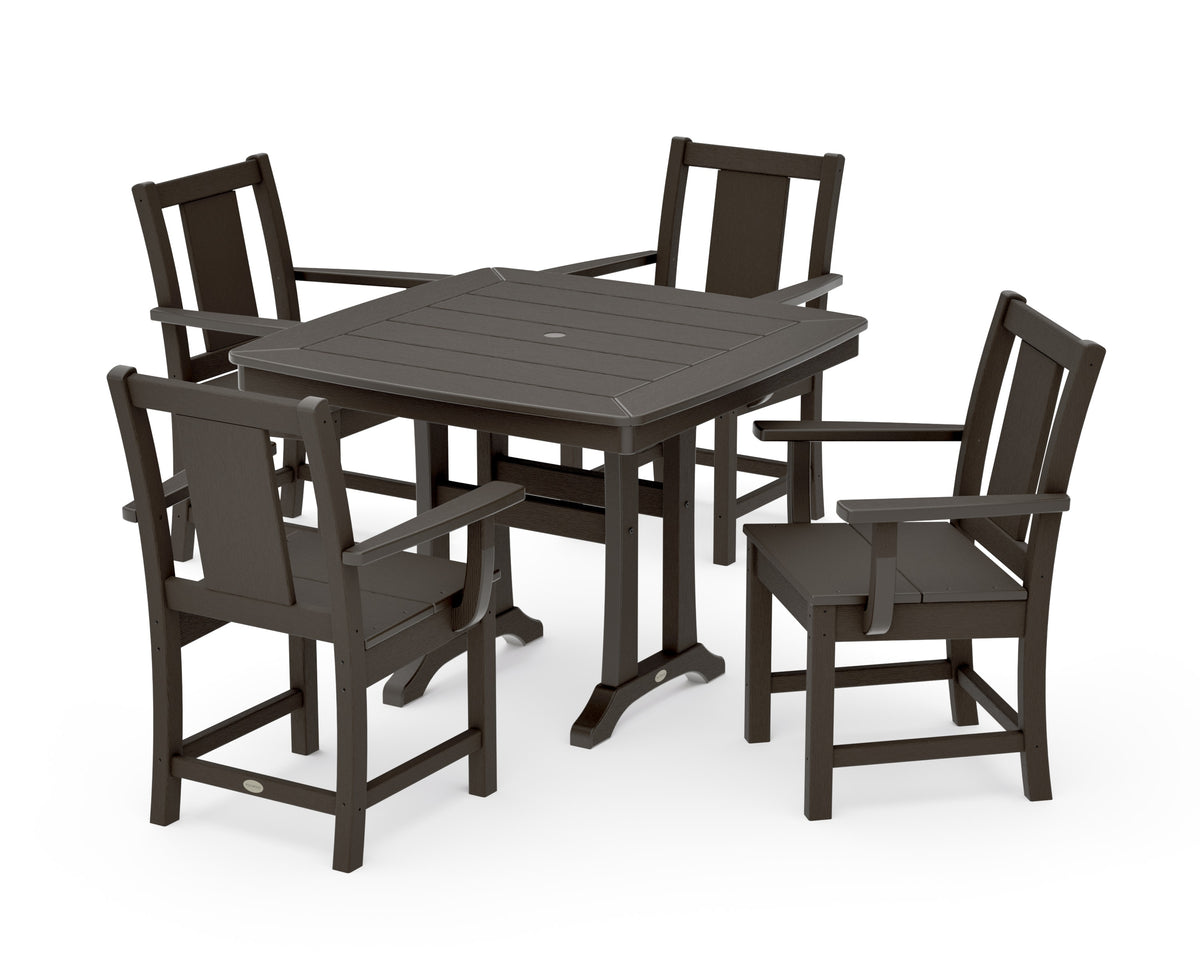 POLYWOOD Prairie 5-Piece Dining Set with Trestle Legs in Vintage Coffee