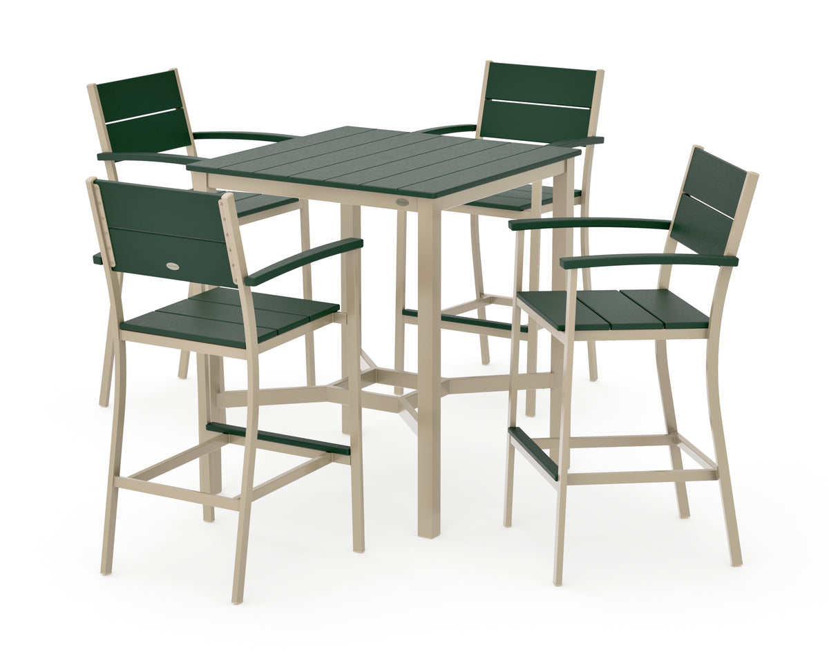 POLYWOOD Main Street 5-Piece Bar Set in Sand / Green