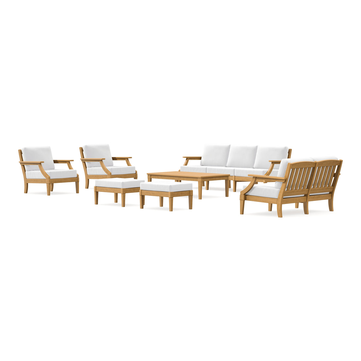 POLYWOOD PW Designer Series Estate 7-Piece Lounge Sofa Set in Natural / Natural