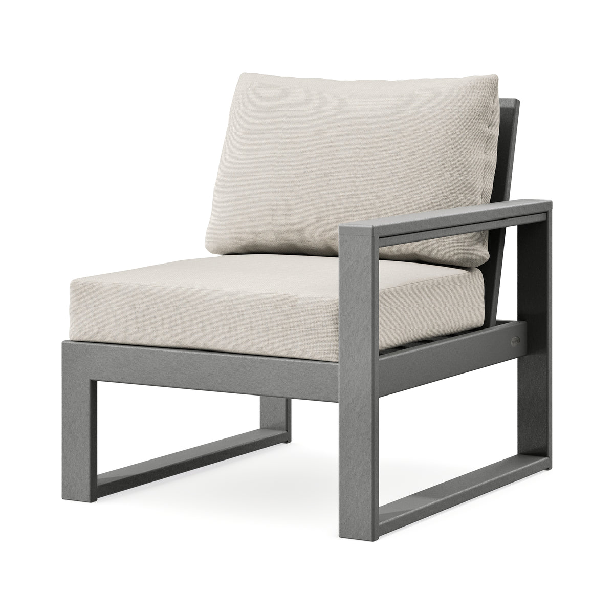 POLYWOOD EDGE Modular Right Arm Chair in Slate Grey / Dune Burlap