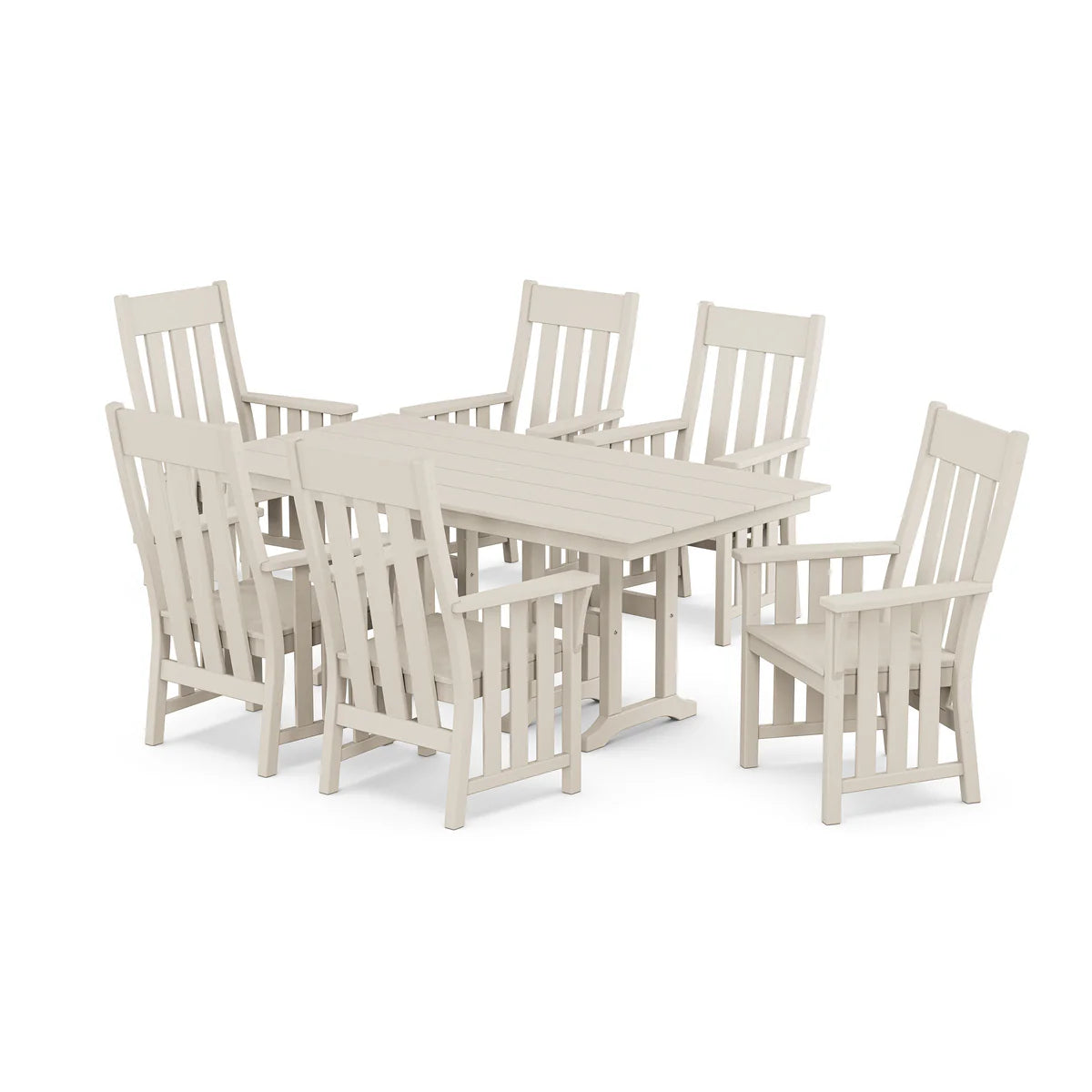 POLYWOOD Acadia Arm Chair 7-Piece Farmhouse Dining Set