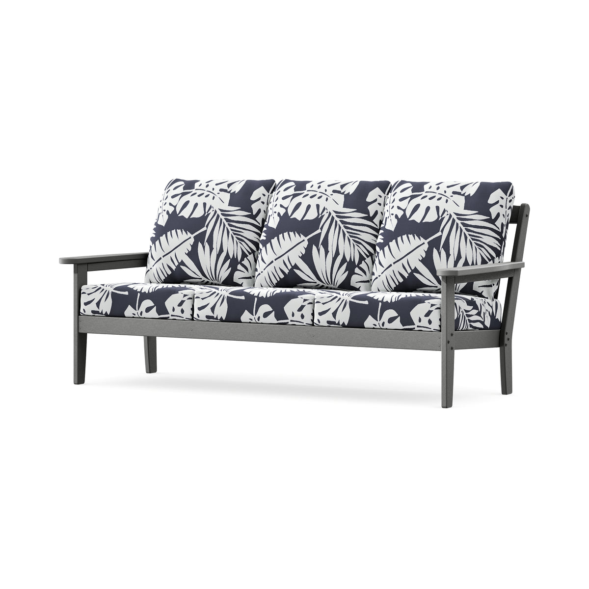 POLYWOOD Cottage Deep Seating Sofa in Slate Grey / Leaf Navy
