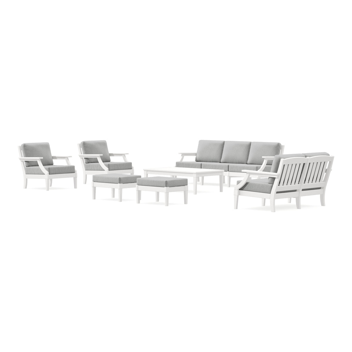 POLYWOOD PW Designer Series Estate 7-Piece Lounge Sofa Set in Vintage White / Granite