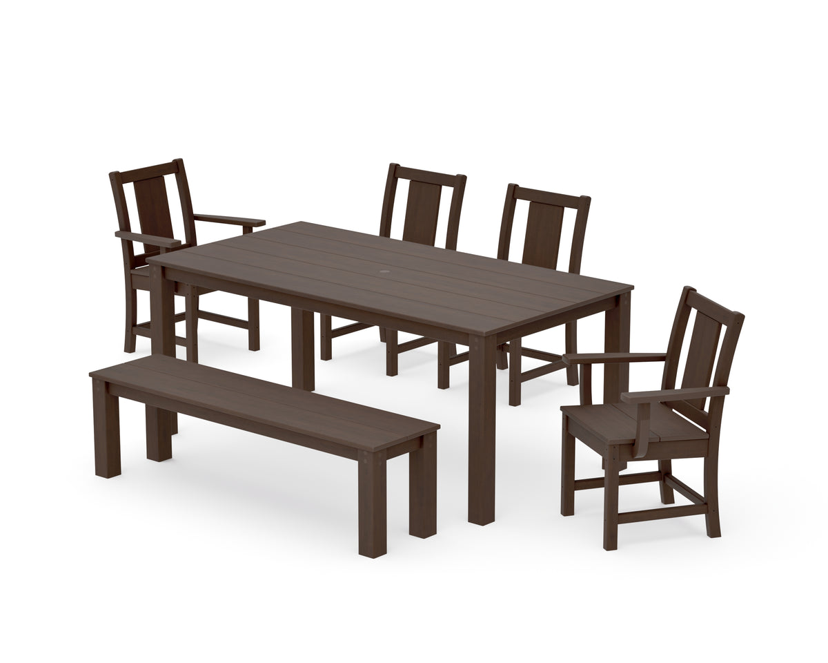 POLYWOOD Prairie 6-Piece Parsons Dining Set with Bench with Prairie Dining Side Chair in Kona