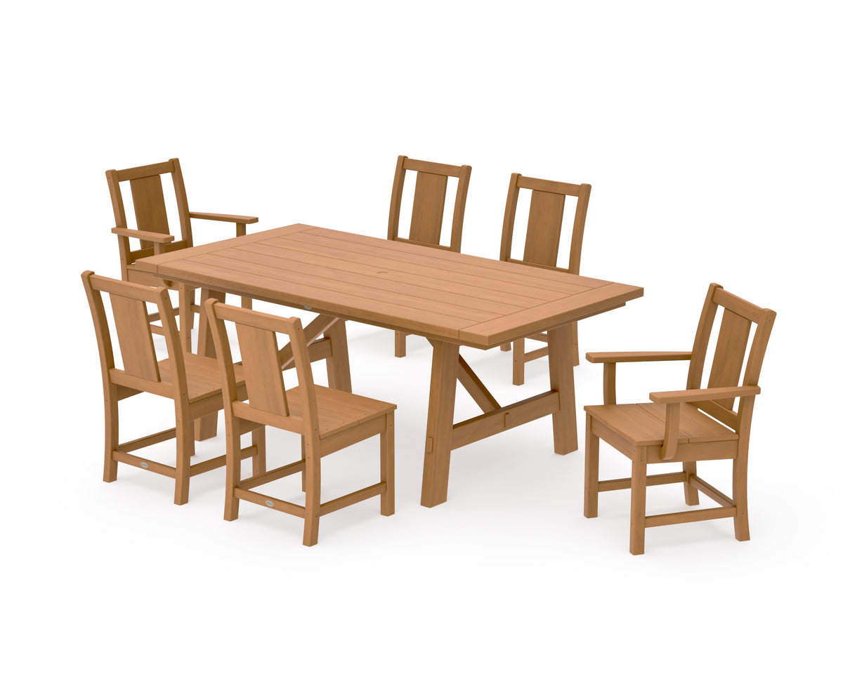 POLYWOOD Prairie 7-Piece Rustic Farmhouse Dining Set in Natural