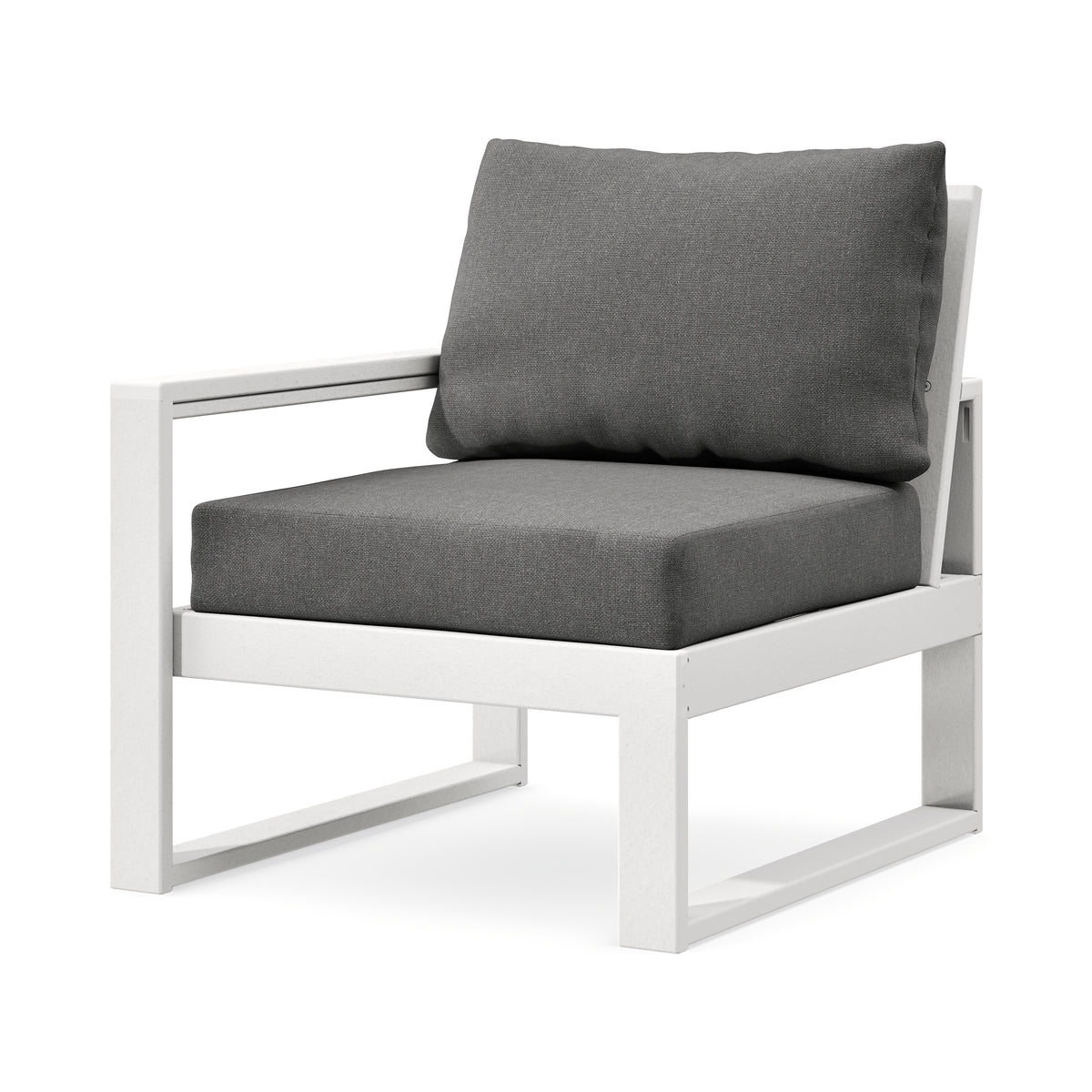 POLYWOOD EDGE Modular Left Arm Chair in White / Ash Charcoal