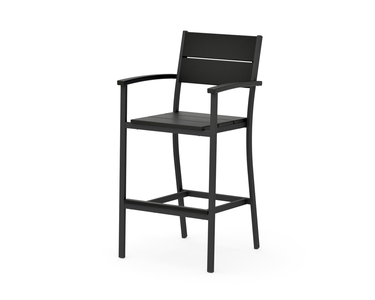 POLYWOOD Main Street Bar Arm Chair in Black / Black