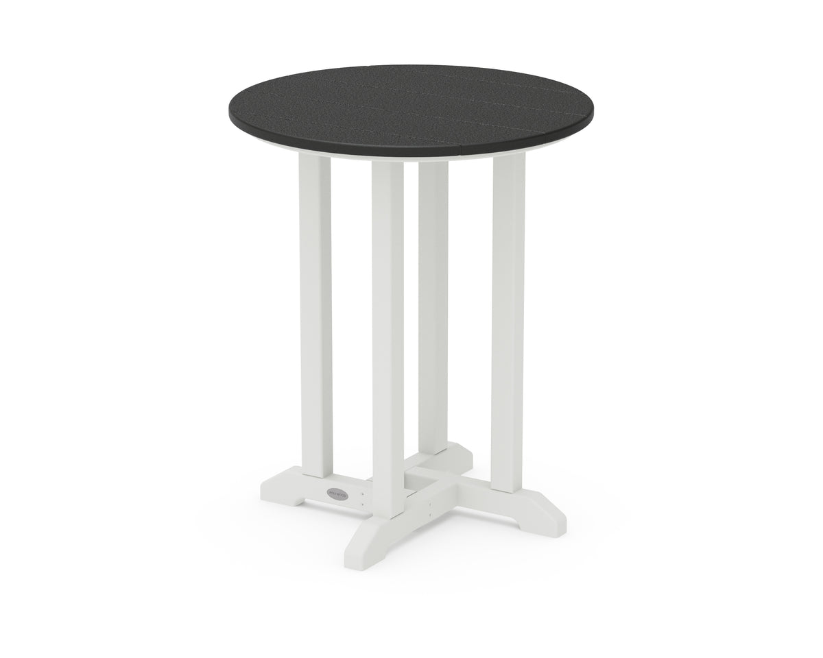 POLYWOOD Contempo 24" Round Dining Table in White / Black