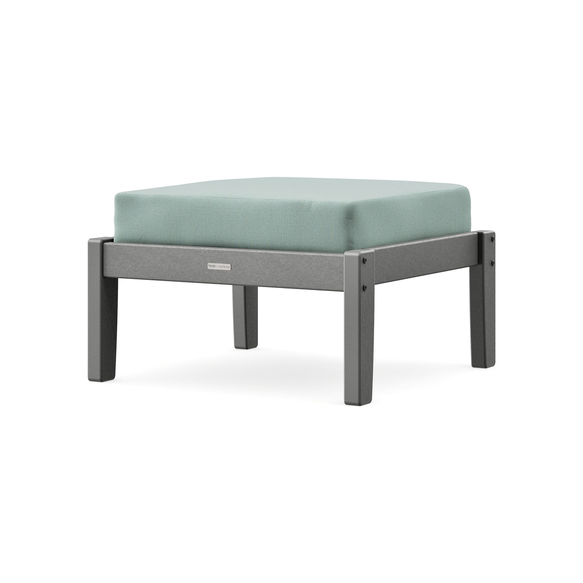 POLYWOOD Chinoiserie Deep Seating Ottoman in Slate Grey / Spa