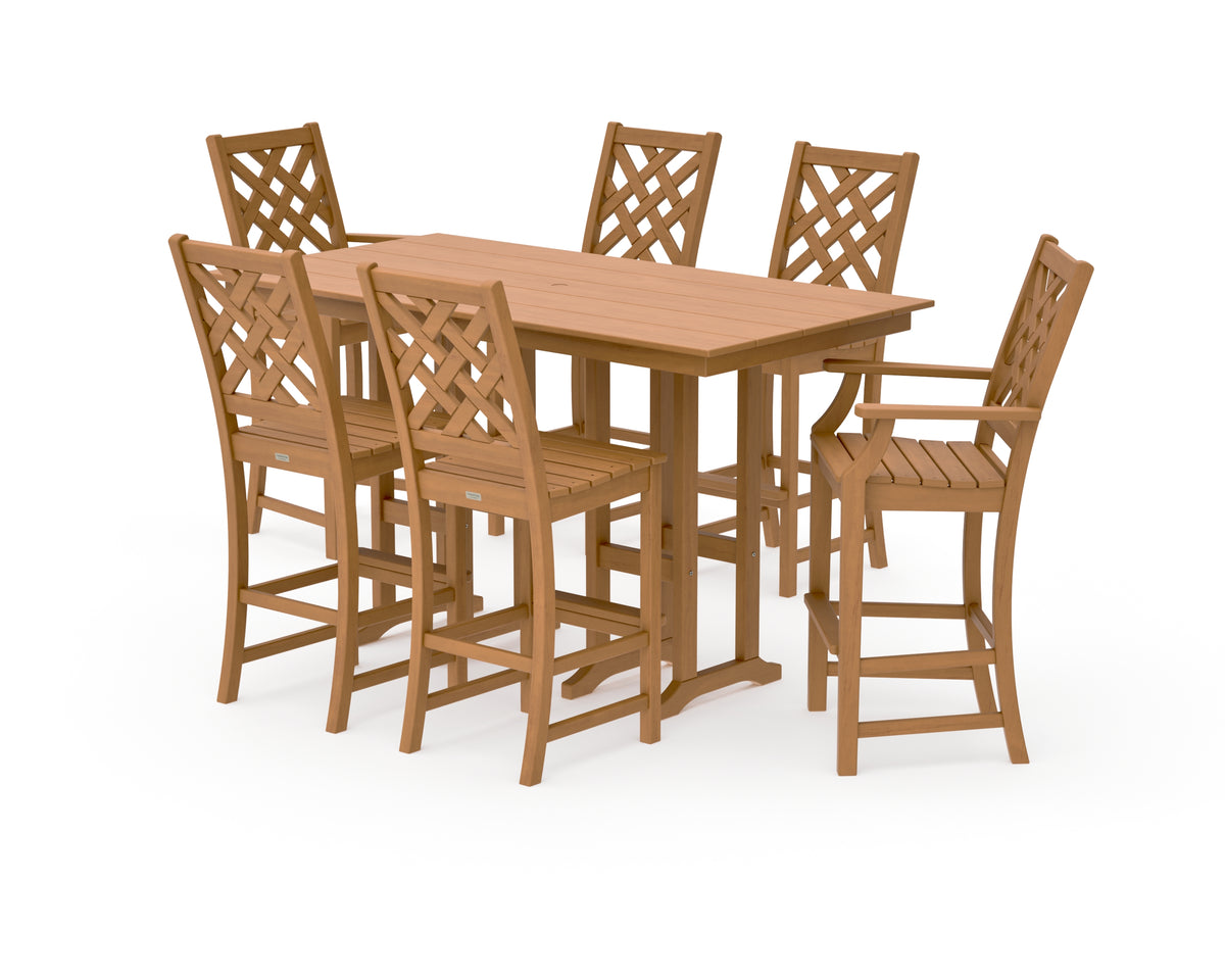 POLYWOOD Country Living Wovendale 7-Piece Farmhouse Bar Set in Natural