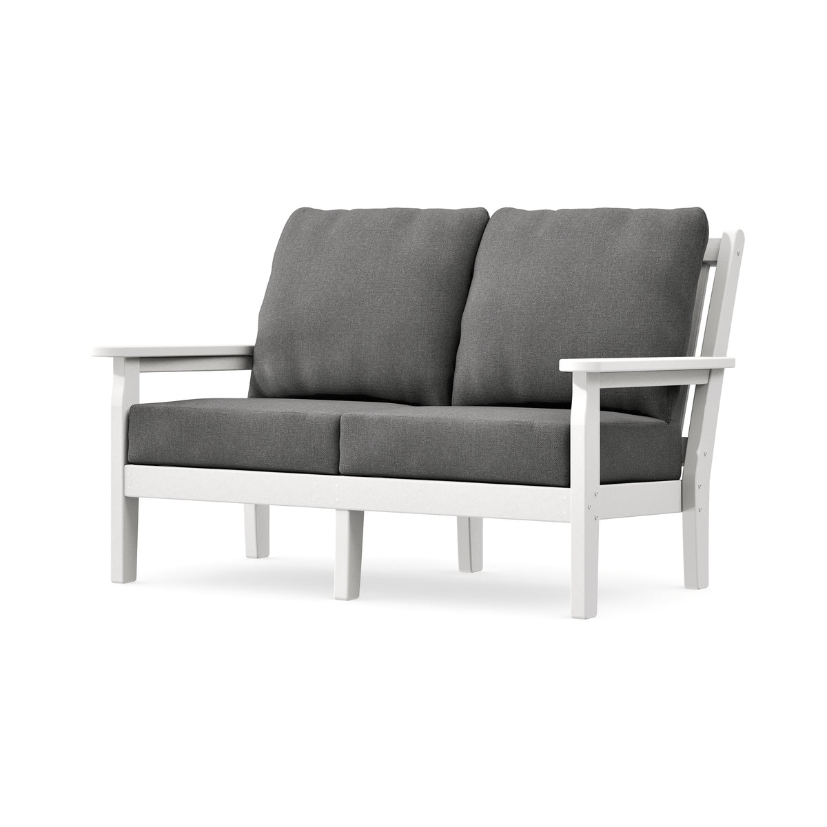 POLYWOOD Chippendale Deep Seating Loveseat in White / Ash Charcoal