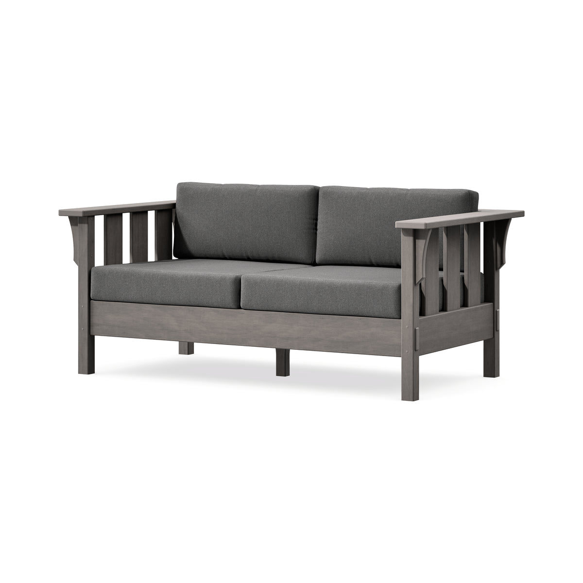 POLYWOOD Acadia Deep Seating Loveseat in Driftwood / Ash Charcoal
