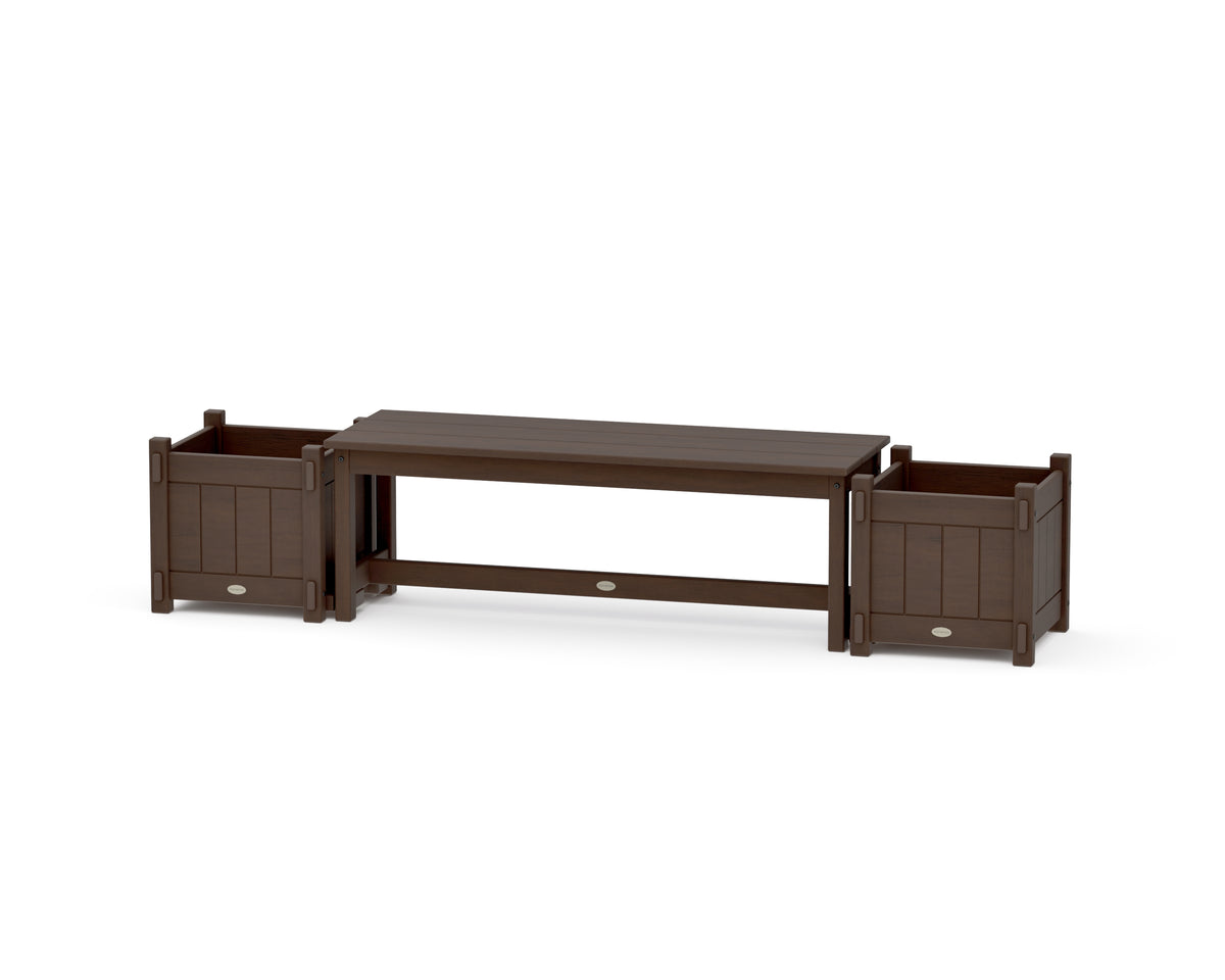 POLYWOOD 48" Vineyard Straight Planter Bench Set in Kona