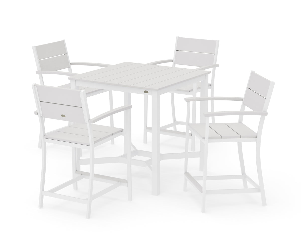 POLYWOOD Main Street 5-Piece Counter Set in White / Vintage White