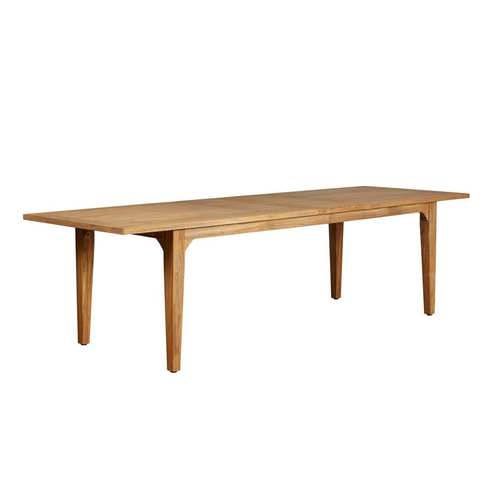 Lloyd Flanders Teak 86-110" Double Butterfly Leaf Umbrella Table, lifestyle photo 1