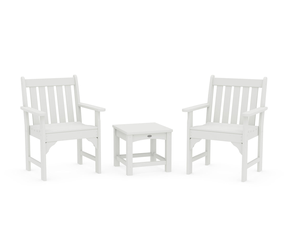 POLYWOOD Vineyard 3-Piece Garden Chair Set in White