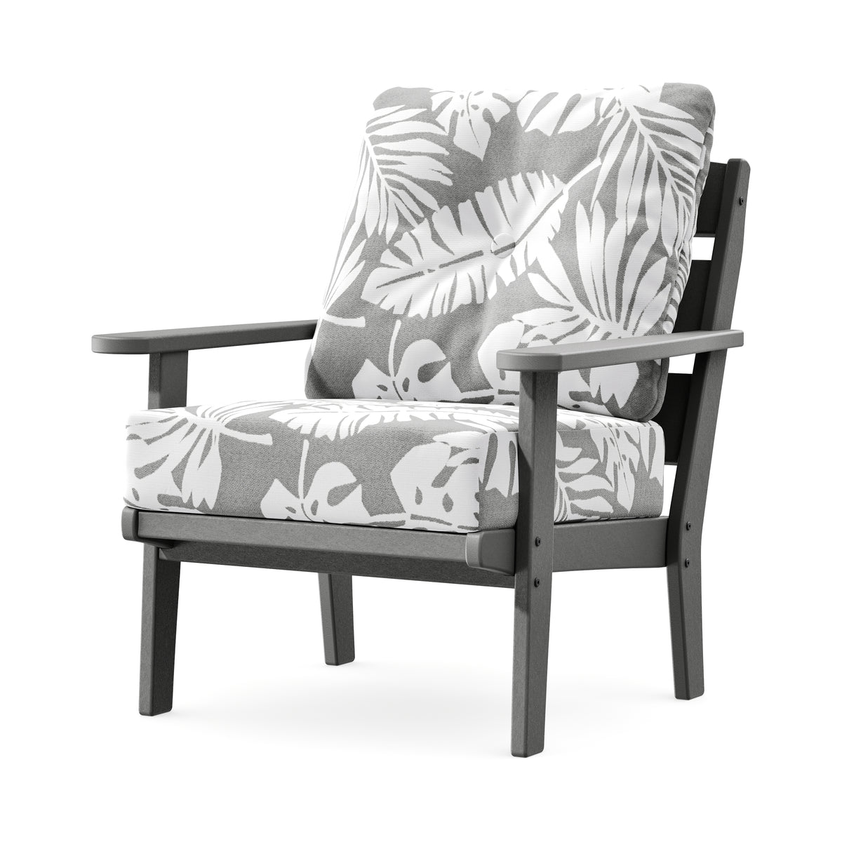 POLYWOOD Lakeside Deep Seating Chair in Slate Grey / Leaf Grey Mist