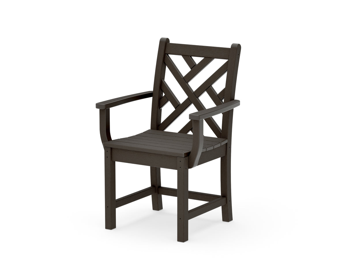 POLYWOOD Chippendale Dining Arm Chair in Vintage Coffee