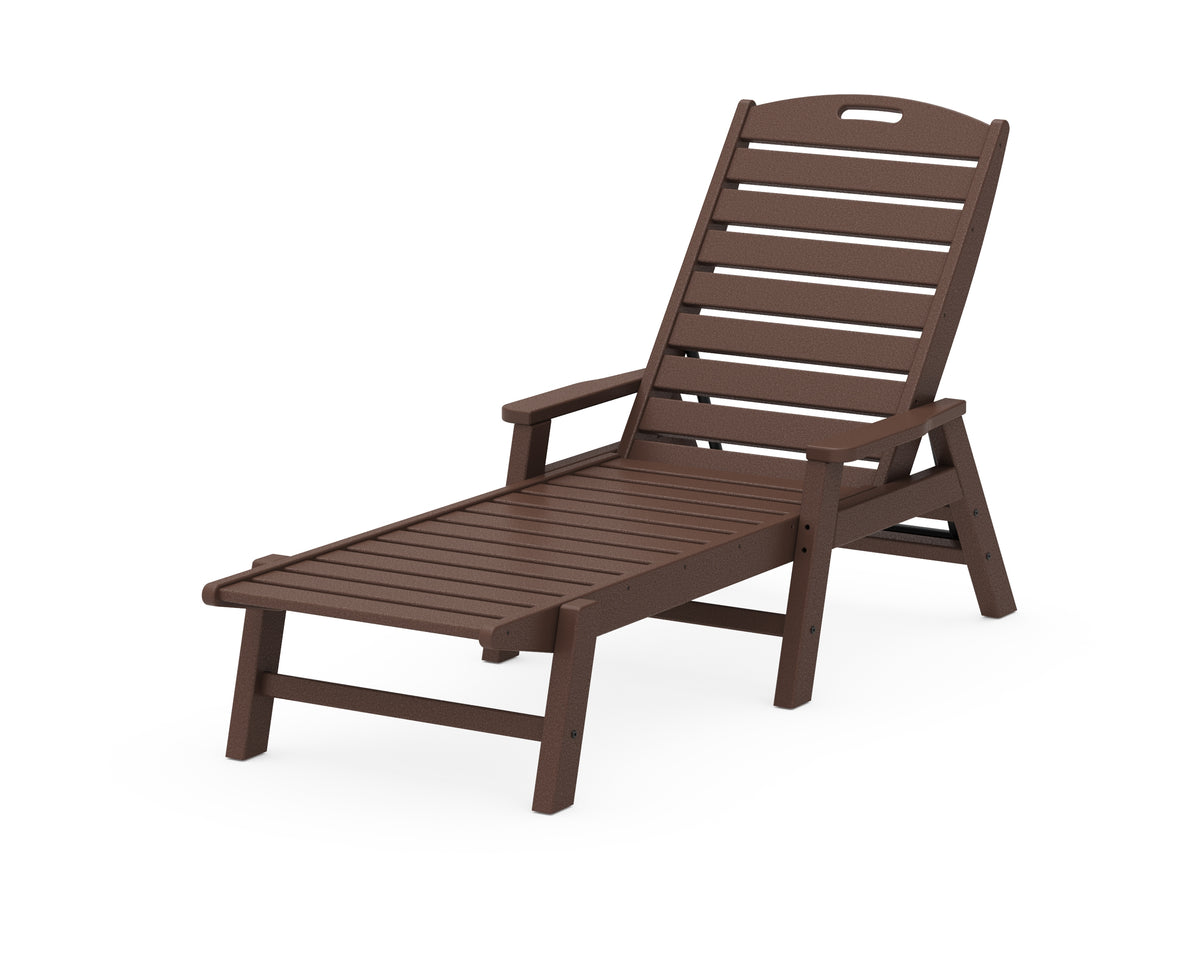 POLYWOOD Nautical Chaise with Arms in Mahogany