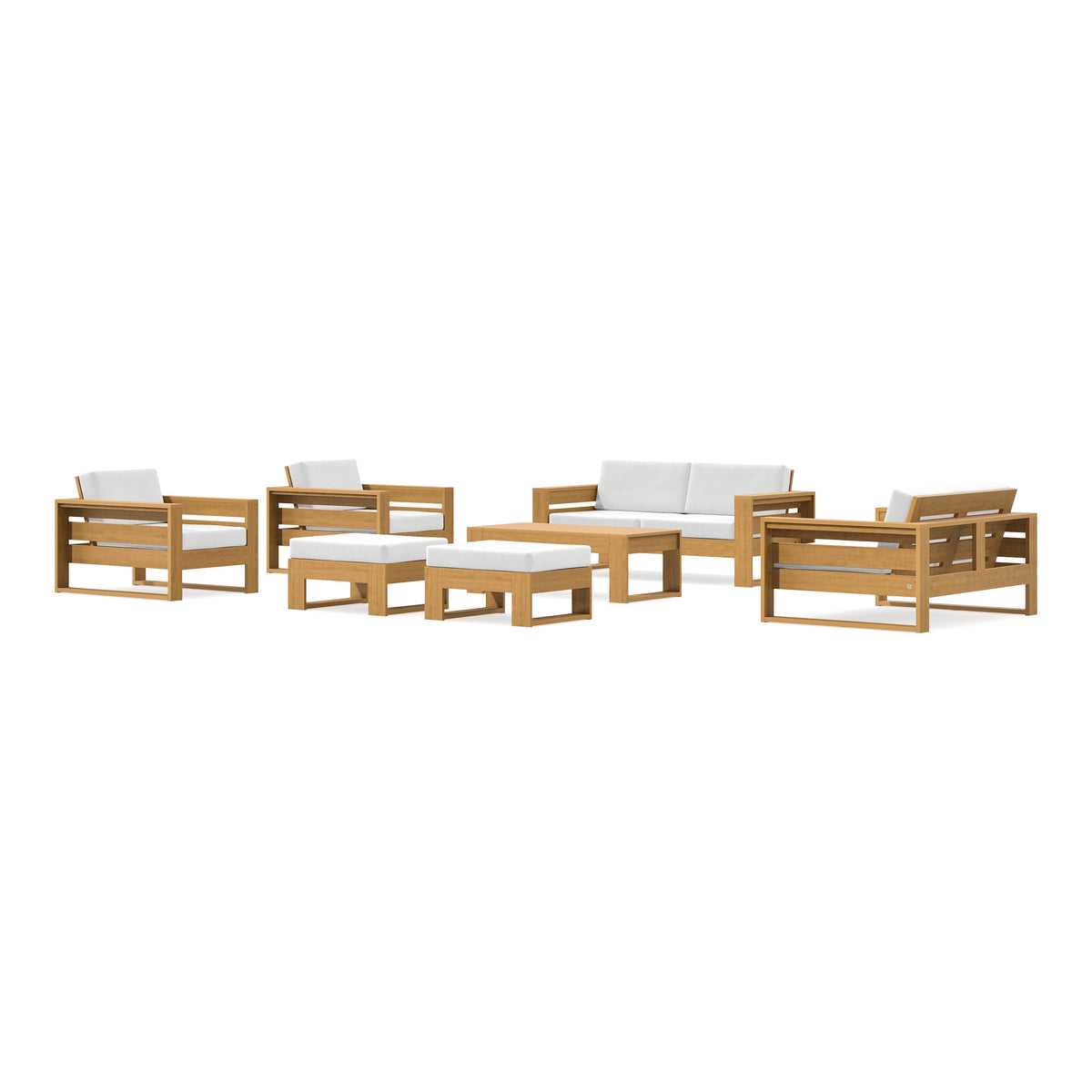POLYWOOD PW Designer Series Latitude 7-Piece Lounge Loveseat Set in Natural / Natural