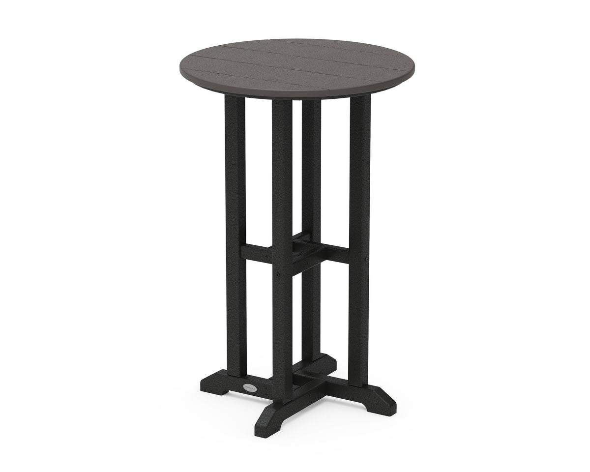 POLYWOOD Contempo 24" Round Counter Table in Black / Vintage Coffee