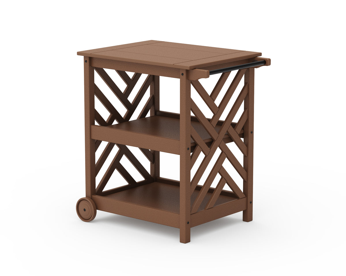POLYWOOD Chippendale Bar Cart in Teak