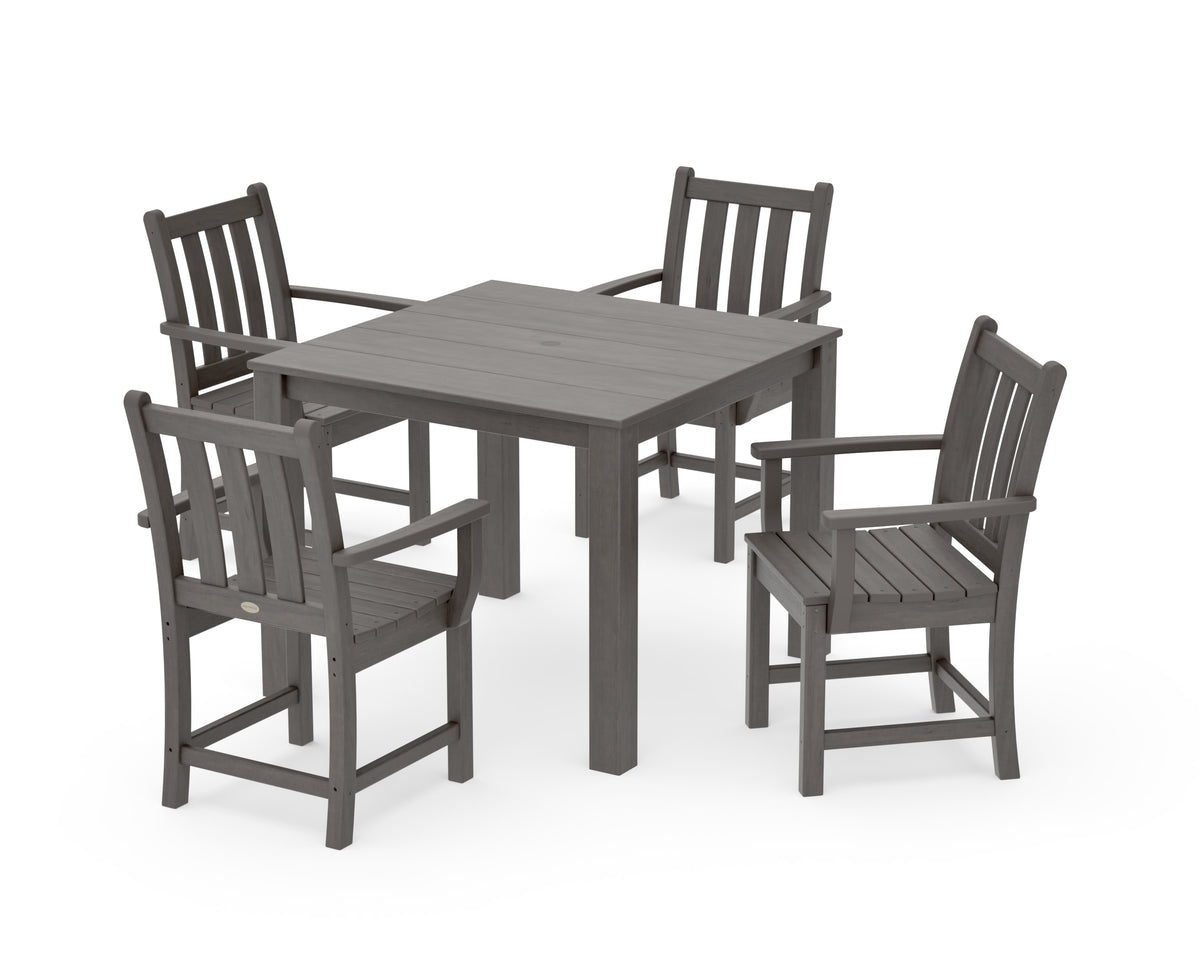 POLYWOOD Traditional Garden 5-Piece Parsons Dining Set in Driftwood