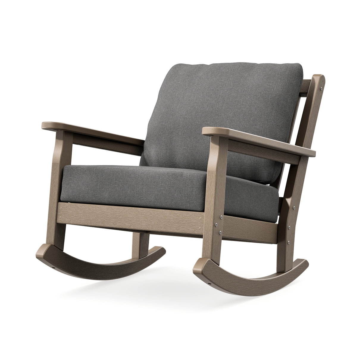 POLYWOOD Chippendale Deep Seating Rocking Chair in Vintage Sahara / Ash Charcoal