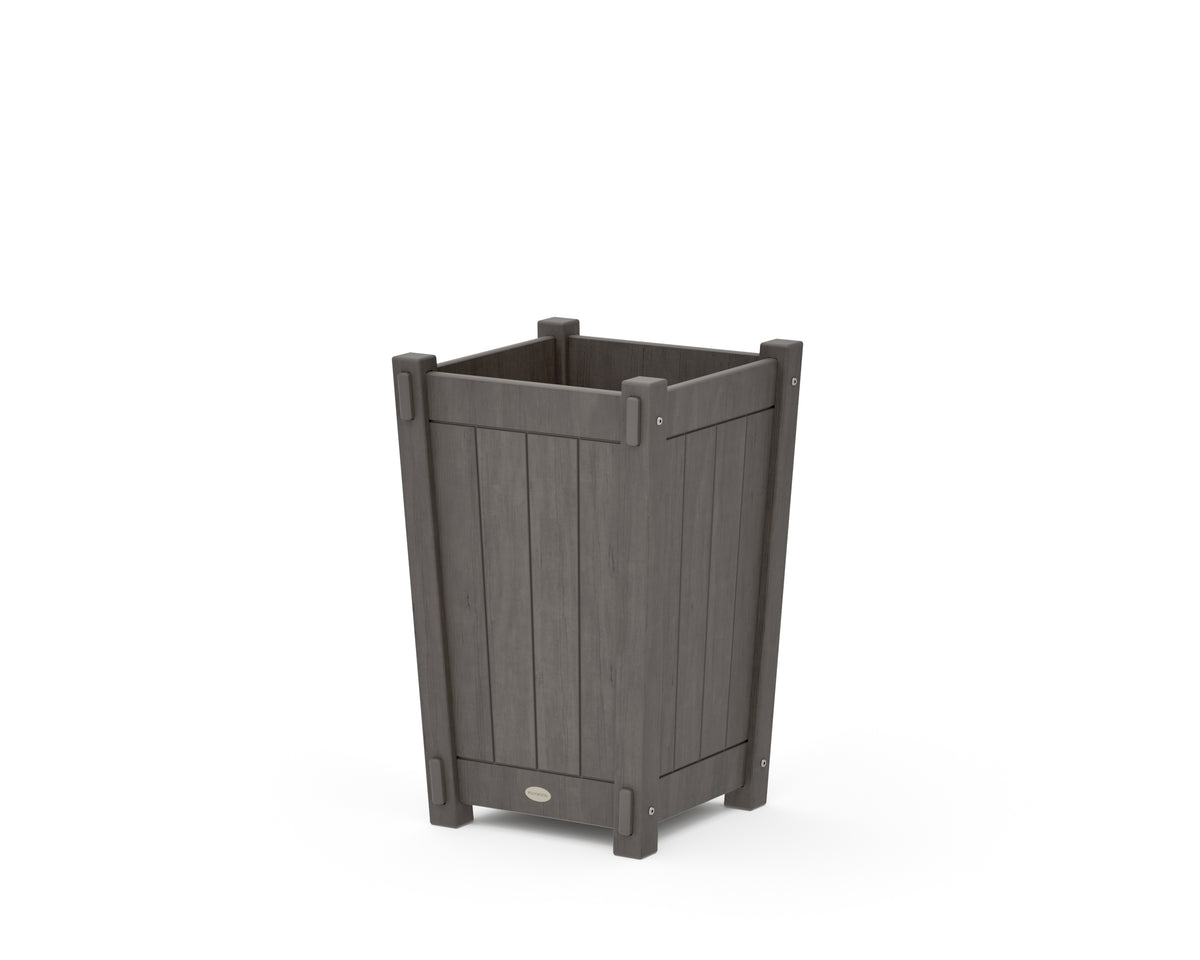 POLYWOOD Vineyard Tapered Square Short Planter Box in Driftwood