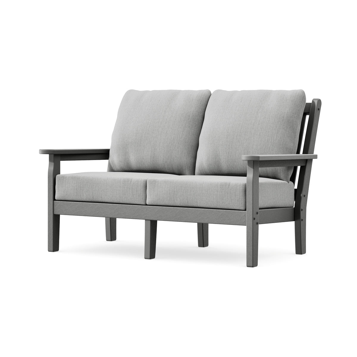 POLYWOOD Chippendale Deep Seating Loveseat in Slate Grey / Granite