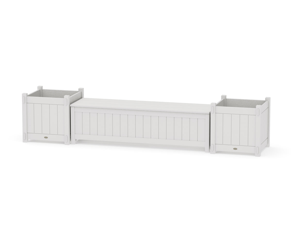 POLYWOOD 60" Vineyard Straight Planter Storage Bench Set - Large in Vintage White
