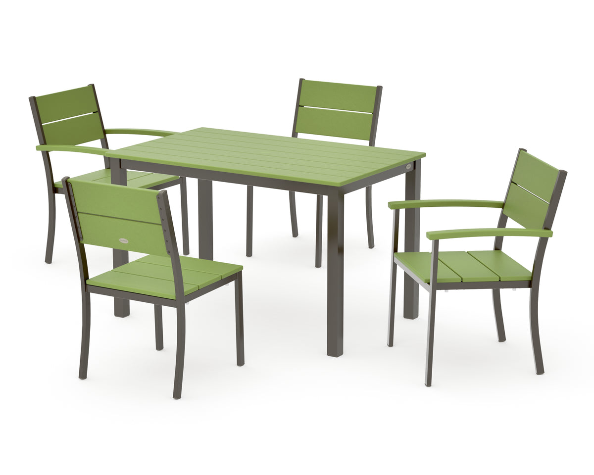 POLYWOOD Main Street 5-Piece Dining Set with Main Street 30 x 48 Dining Table in Bronze / Lime